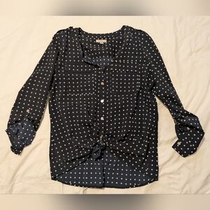 Croft & Barrow Navy Diamond Print Blouse